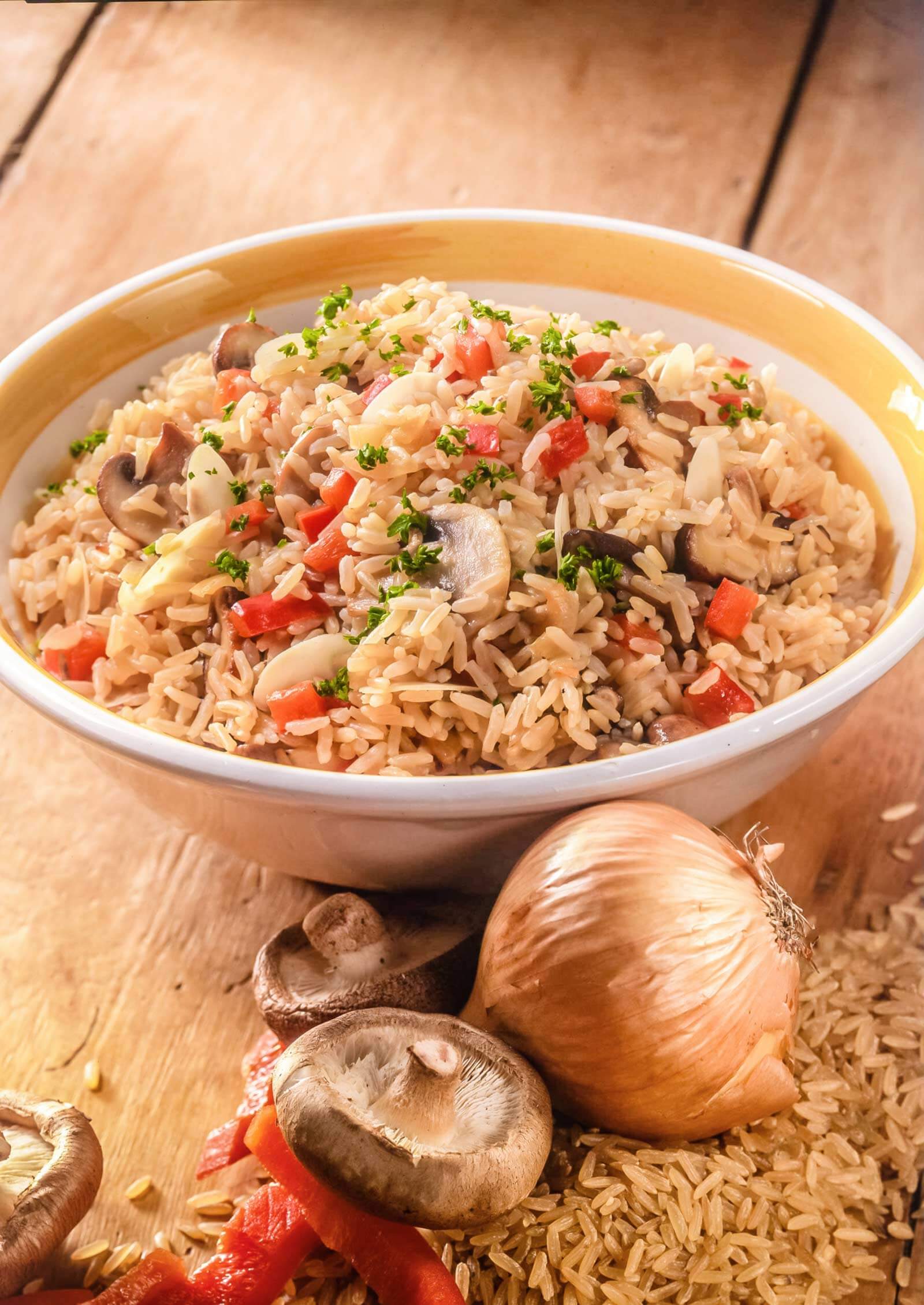 Bosto - risotto veggie, ajuin, champignons, paprika, vegetarische risotto