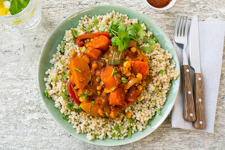 Bosto - recept 7 groenten parelcouscous, tajine, couscous
