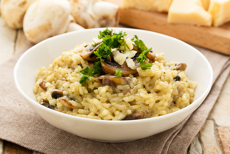 Bosto - Risotto met vis, risotto, paddestoelen, champignons, recepten, recept, koken, rijst